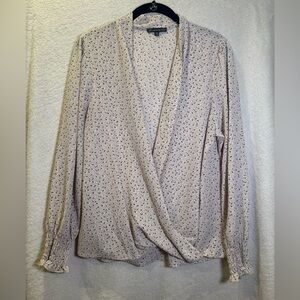 Adrianna Papell Cream Patterned Wrap Blouse